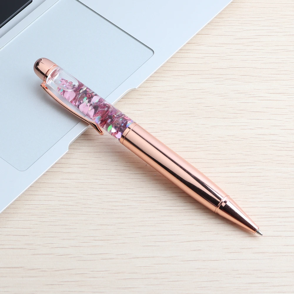 GENKKY Luxury Ballpoint Pen Flow Oil Crystal Gold Foil Metal Copper Colorful Powder Quicksand Pen Office School Supplies