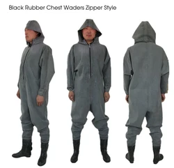 1mm Men Women Zip Black Rubber Waders with Boots Waterproof Breathable Hunting Pants Respirant Shoes fly Fishing Overalls neygu