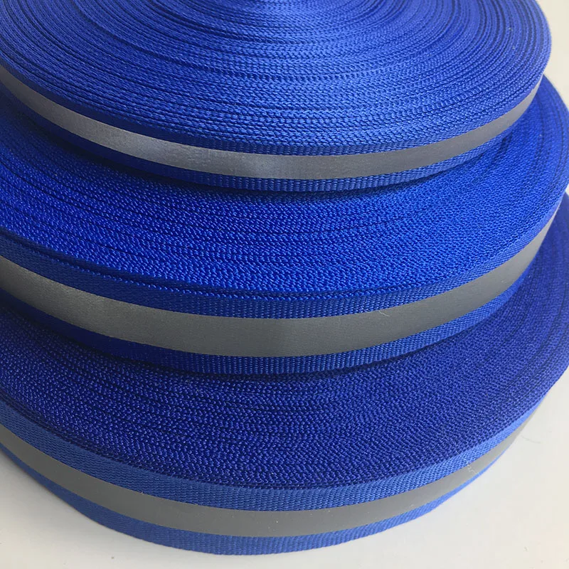 50M/Roll Royal blue Reflective Fabric Ribbon Webbing Reflection Strip Edging Braid Sewing On Garment accessories