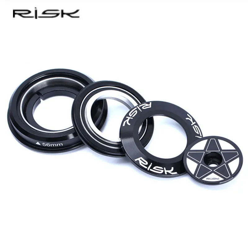RISK 44-55/56mm Aluminum Alloy Bicycle Bearing Headset MTB Mountain Bike Wrist Tapered Bowl Group Cycling Straight Tube Headset image 2