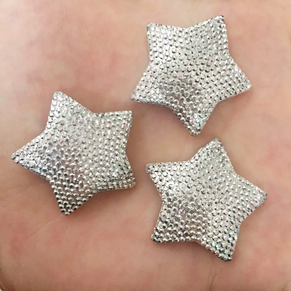 Size 16mm / 30mm Resin Shiny silver star Flat back stone gem scrapbook DIY Wedding applique ornament Crafts SF565-566