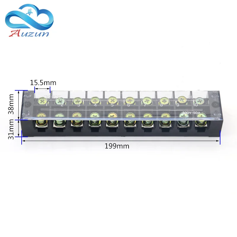 TBC-6010 Terminal Blocks Fixed Terminals High Current 60A 10P Terminal Blocks Copper Contact