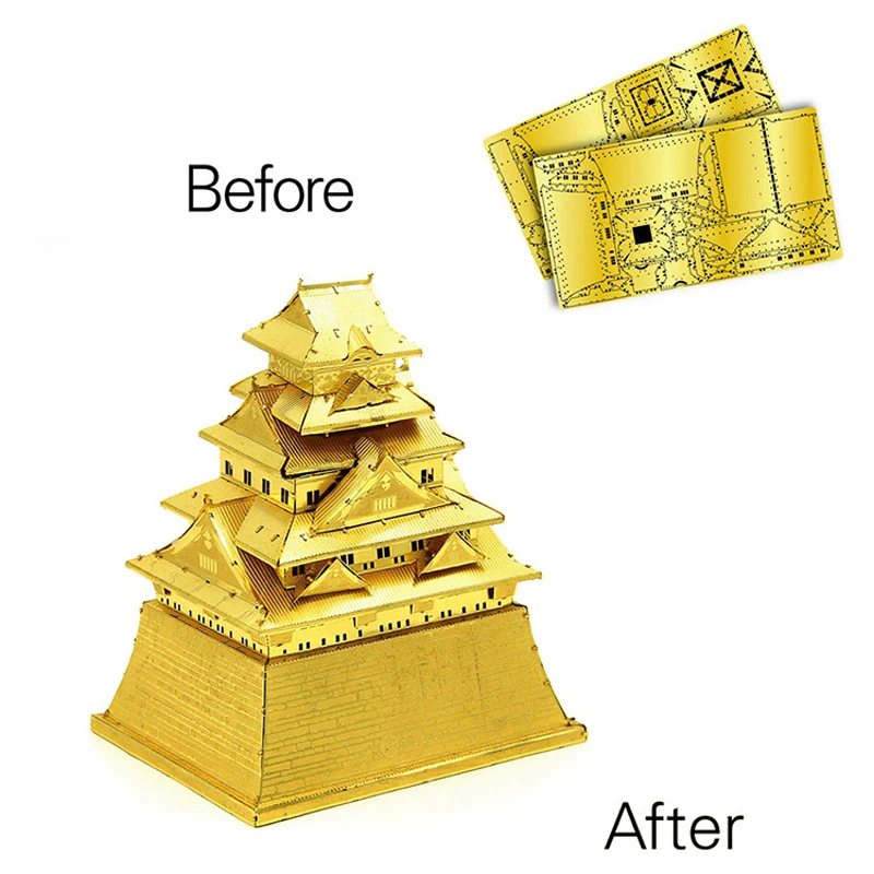 Japan Osaka Castle Architectural Building DIY laser cutting Jigsaw puzzle model 3D Nano metal Puzzle Toys for adult Gift