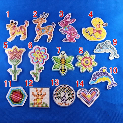 10pcs/set 5mm Hama Beads Template With Colore Paper Plastic Stencil Jigsaw Perler Beads Diy Transparent Shape Puzzle Pegboard