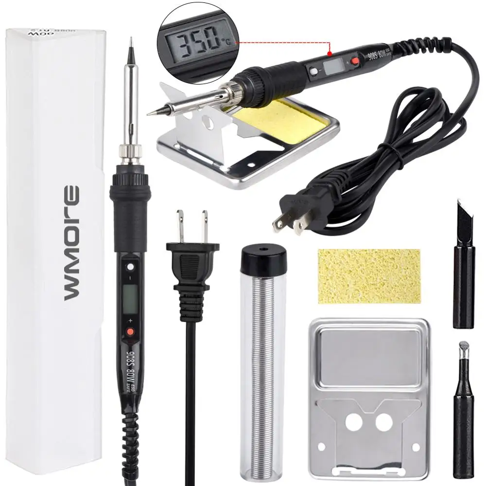 JCD 80W Electric Soldering Iron  LCD Temperature Adjustable 110V 220V Welding Solder Rework Station Soldering Iron Stand Tip kit