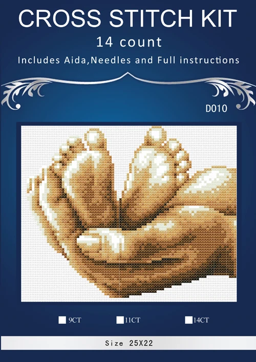 love Hand hold baby feet, Counted Cross Stitch 14CT Cross Stitch Sets Wholesale cartoon Cross-stitch Kits Embroidery Needlework