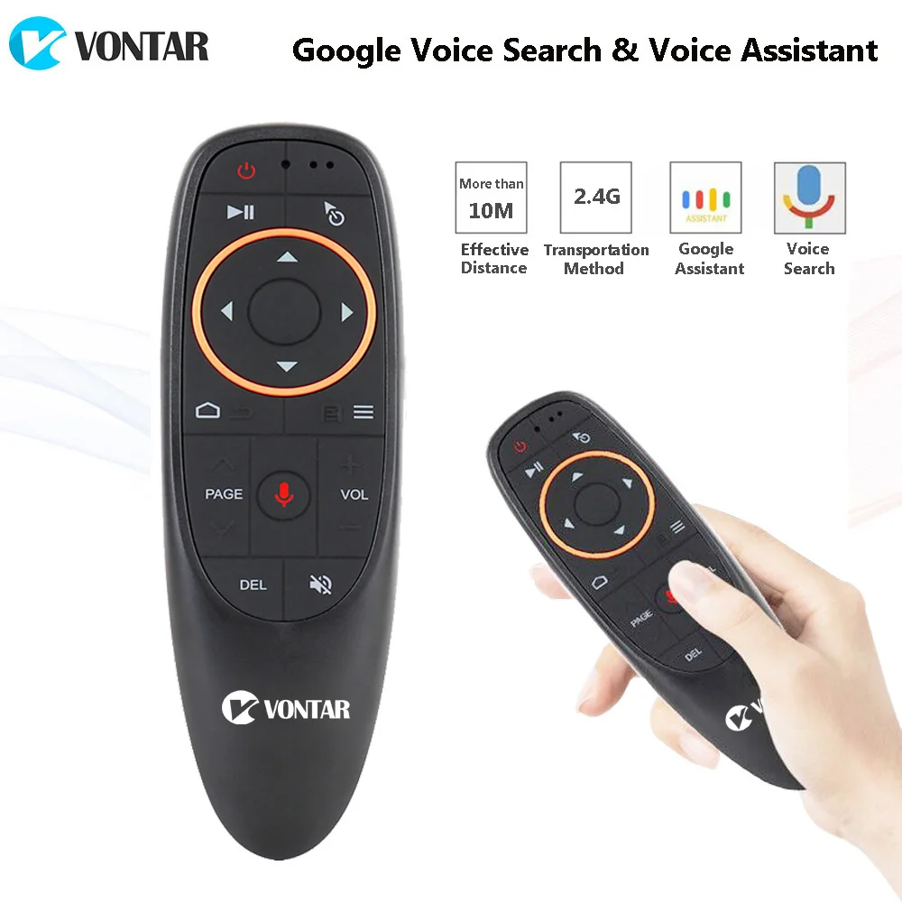 VONTAR G10 z pilotem air mouse z mikrofonem 2.4GHz bezprzewodowa mini klawiatura Google szukaj Gyro dla tv box z androidem PC