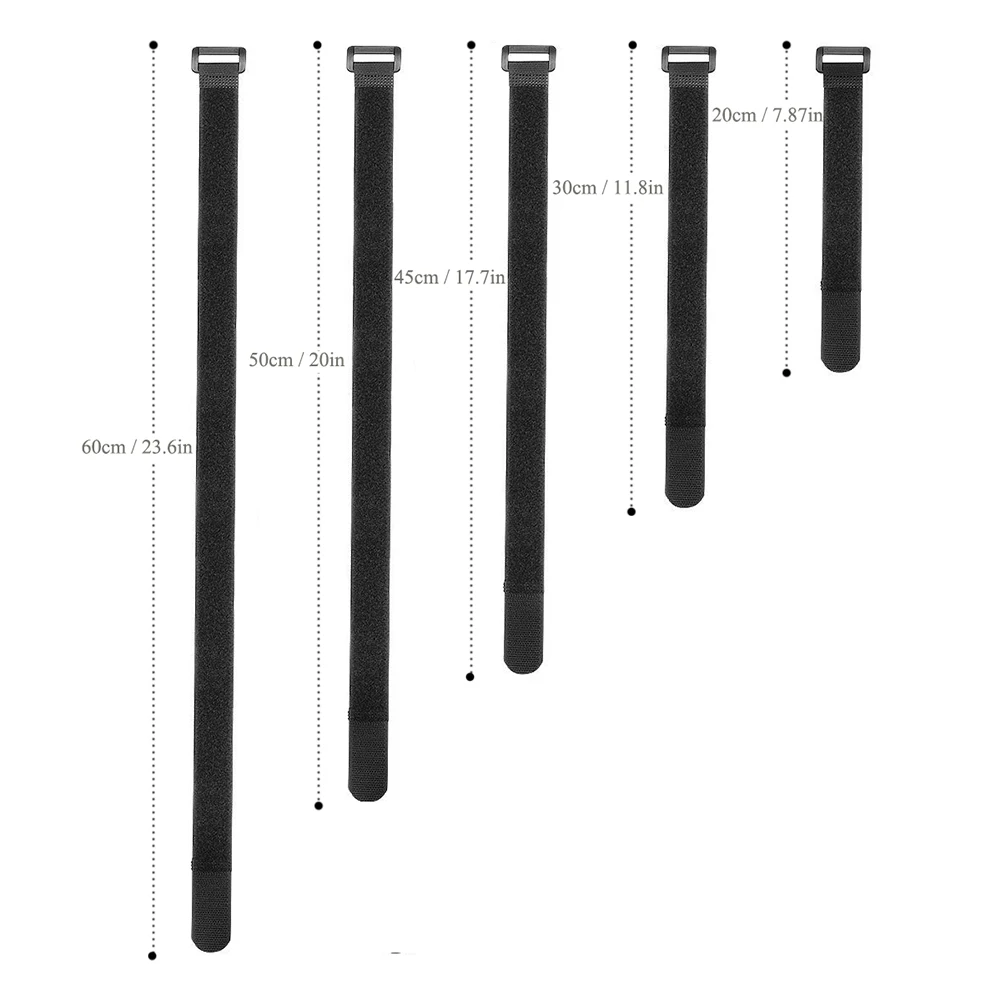 10 pçs náilon gancho & laço cinta cabo laços auto-adesivo reutilizável cabo arrumado pc tv organizador 20/30/45/50/60cm comprimento 2cm largura
