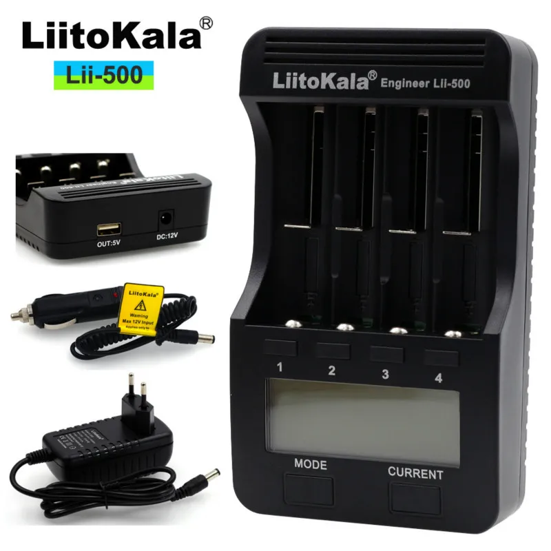 liitokala Lii-500 Multi-function 18650 Charger 26650 .18350,17335 Charger, Test,Usb 5 V output, large LCD Display+ Free Shipping