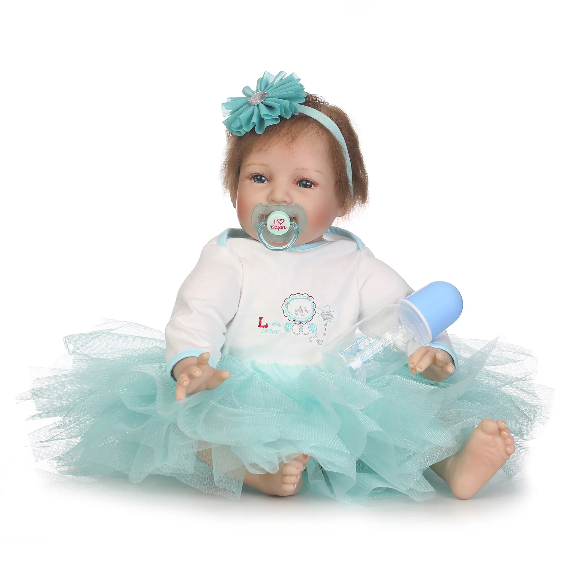 55cm Soft Silica gel Doll Reborn Baby Appease Doll reborn lifelike silicone reborn Emulation dolls play house Christmas gift toy