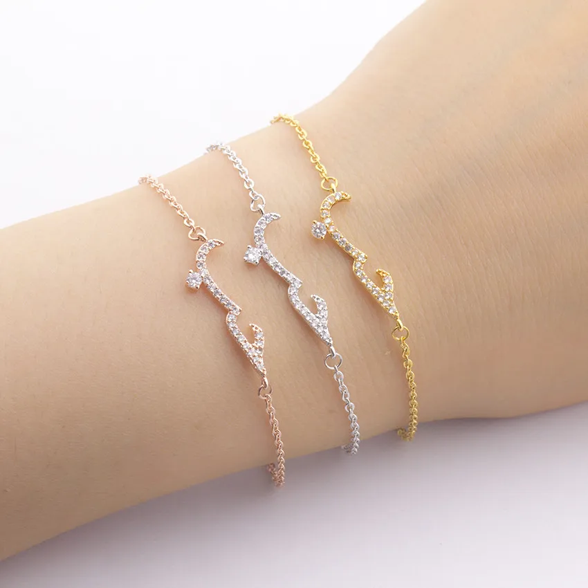 Full Crystal Quote In Arabic Bracelets For Women Engagement Jewelry Stainless Steel Chain Filled Friendship Bracciali Donna