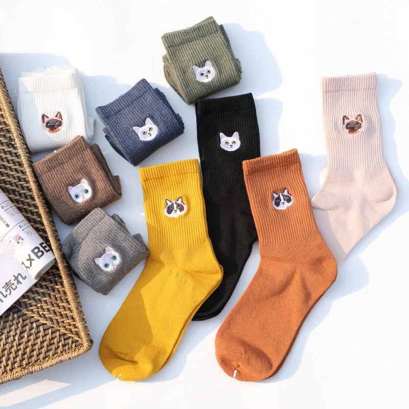 Warm Harajuku Cute Embroidery Animal Funny Socks Women Kawaii Japanese Skarpetki Socks Novelty Cotton Calcetines Mujer Sokken image 4