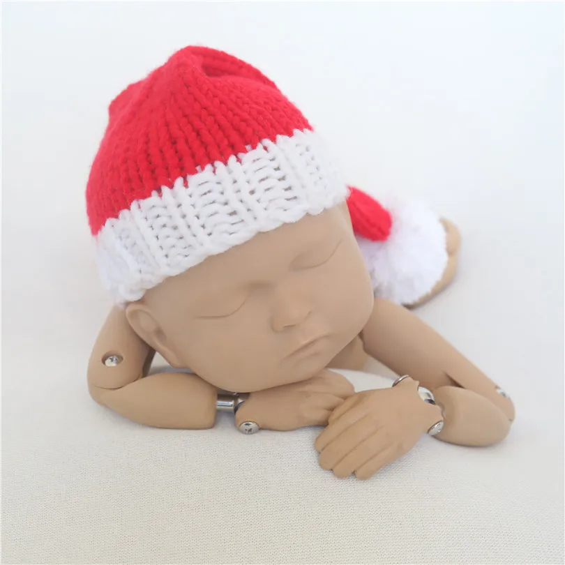 Red and white Santa elf Christmas hat Newborn Christmas Baby girl bonnet photography props Long tail hat