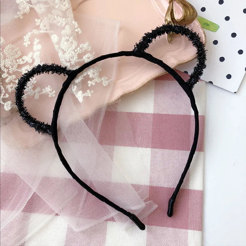 Women Hair elastic headbands Fashion Black Lace Cat Ears Headband Wedding Photography Portrait Style Hair Hoop hair accessories