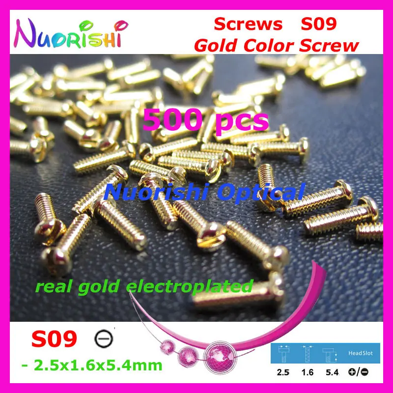 

S09 2.5x1.6x5.4mm 500pcs Gold Electroplating Eyewear Spectacle Glasses Screws Aaccssories Free Shipping