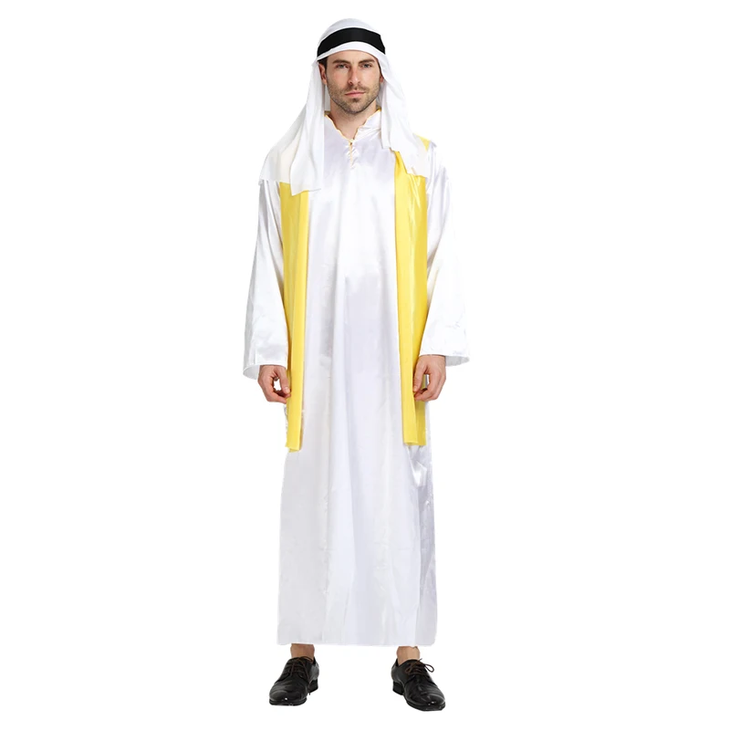 Arabic Clothing Muslim Costumes Adult Men Arab King Dubai Prince Cosplay Robe Carnival Masquerade Party Arab Prince Chief Boys