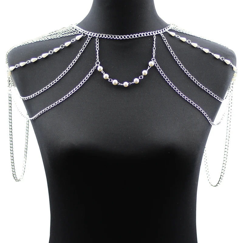 Shoulder Chain Necklaces&Pendants beads Chains Punk Necklace 2019 Fashion Party  Shoulder Accessories