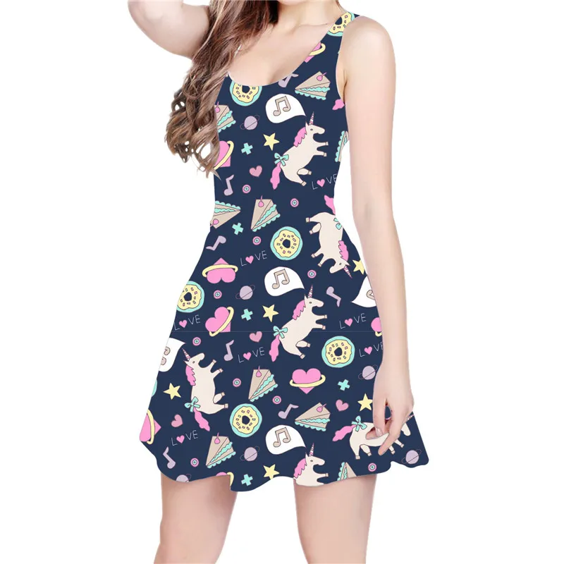 Cartoon Comic Unicorn 3D All Over Print Skater Dress Hipster Fashion Women Clothes Casual Bodycon Dresses Dropship