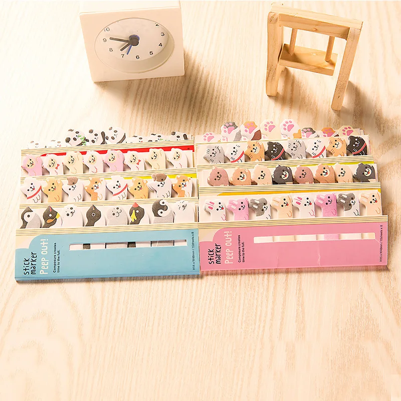 1 PCS Kawaii Stationery Cartoon Animals Marker Memo Pad Sticky Bookmark Flags Index Tab Sticky Notes Label Paper Stickers