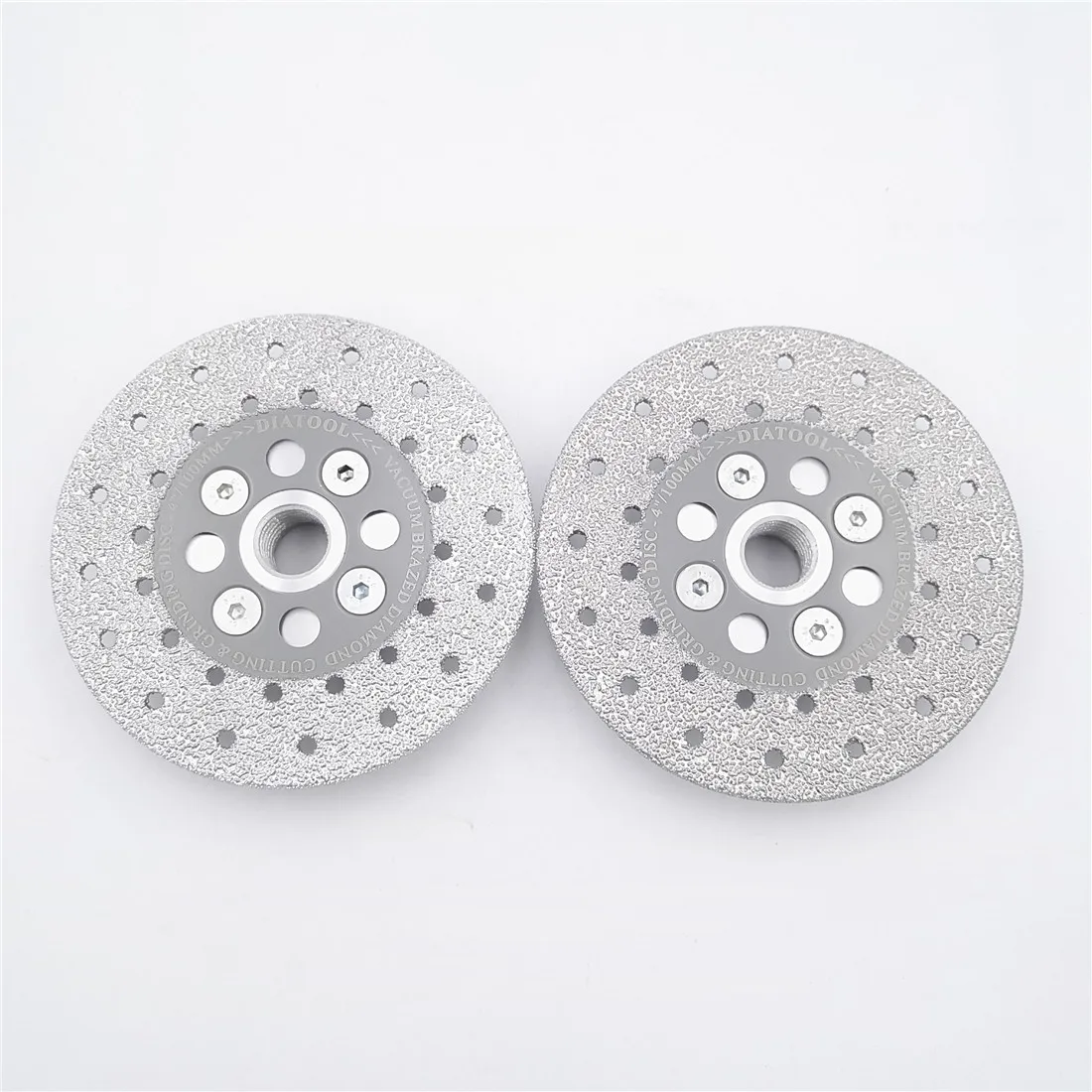 DIATOOL 2pcs Premium Quality Diameter Double Sided Vacuum Brazed Diamond Cutting & Grinding Disc With 5/8-11 Flange