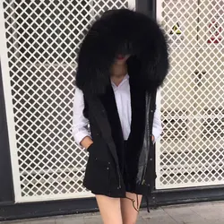 All Black Fur Hooded Short Vest Women&Men Winter Thick Faux Fur Coat Knitted Fur Waistcoat Fashion Wear