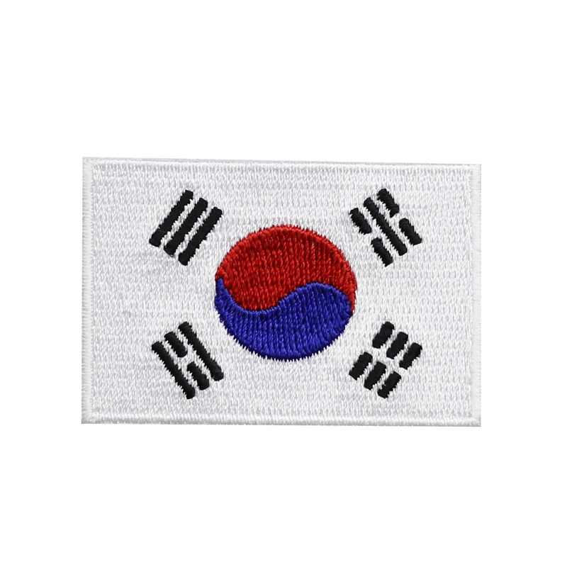 MAXSIN FUN 1 PCS High Grade Embroidered Iron On Korea Flag Patch Patriotic Military Tactics Badge Sew On Stickers For Backpack