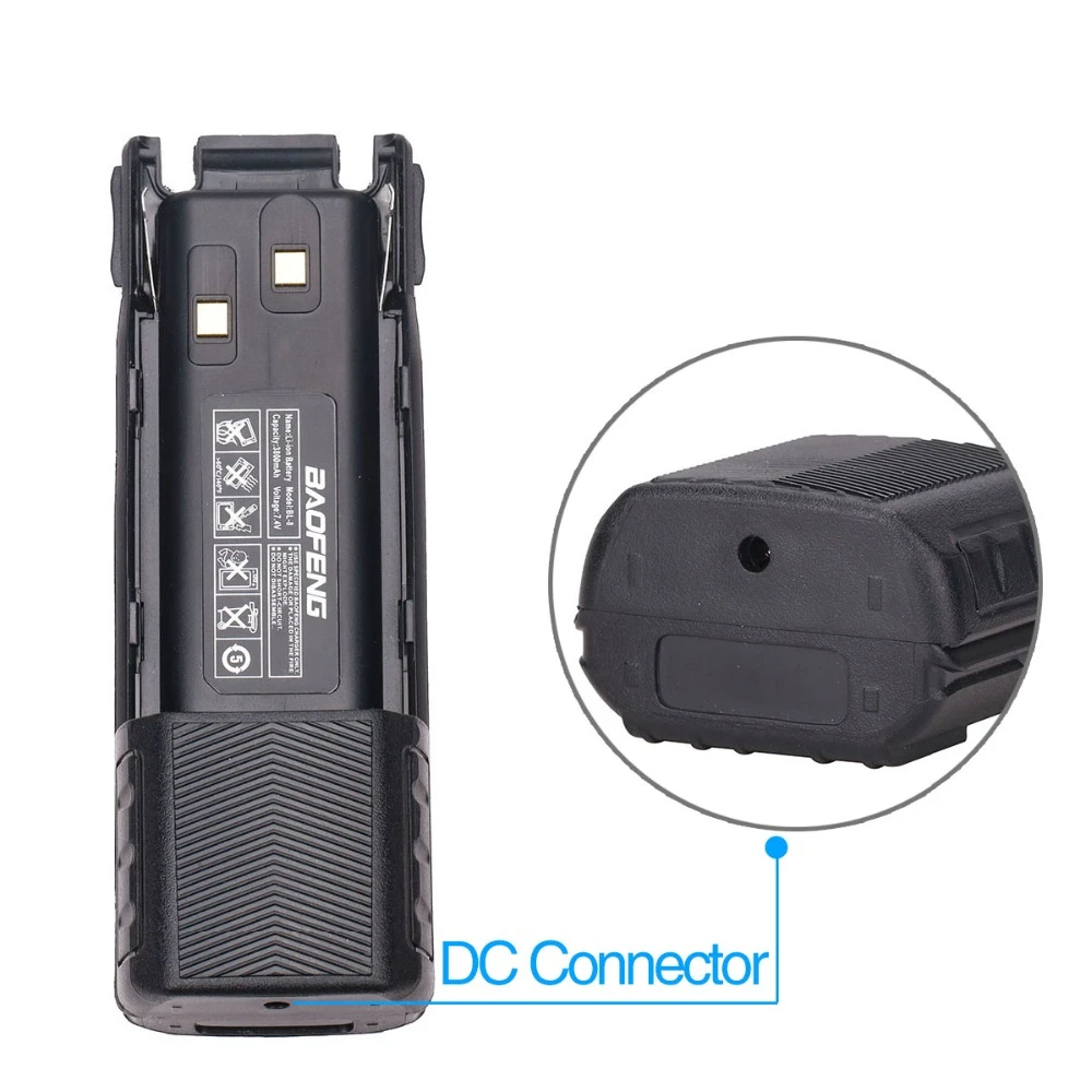 BAOFENG-batería de iones de litio para walkie-talkie, batería de ion de litio de 7,4 V y 3800mAh con conector de CC, piezas, UV-82, BL-8, UV 82 Plus, 2 BF-UV82