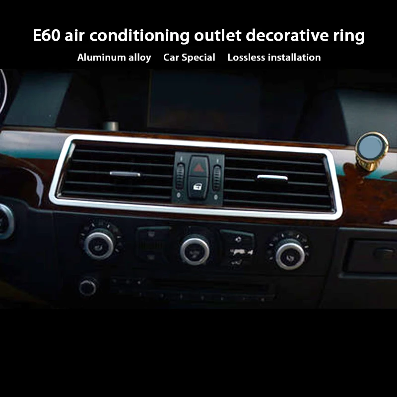 Aluminum Alloy Interior Stickers For BMW 5 Series BMW E60 E61 M Sports Center Air Conditioner Vent Outlet Frame Covers