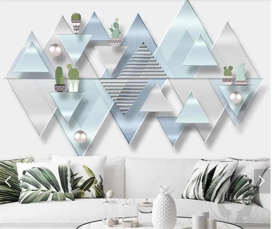 

Abstract Geometric Triangle Deer Wallpaper 3D Wall Mural Waterproof Canvas Murals Wall Painting Pastoral Silk Cloth