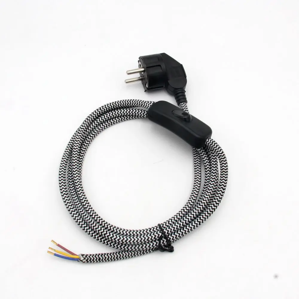 250V AC Electric Power Cords with EU Plug Schuko Type F Power Cable Cord with on off Switch