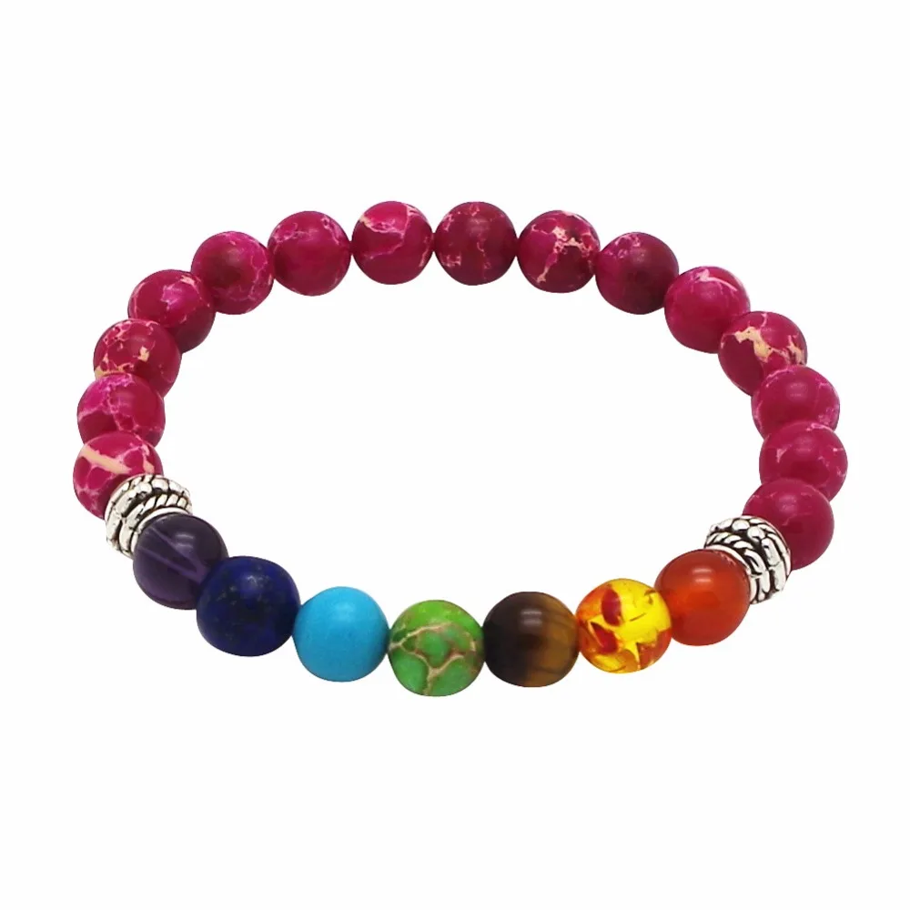 8mm contas pulseiras para homens e mulheres, yoga, equilíbrio, cura, reiki, pedra de oração, 7 chakra, frete grátis