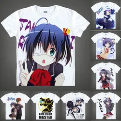 Coolprint Anime Shirt Love, Chunibyo & Other Delusions T-Shirts Short Sleeve Togashi Yuuta Rikka Takanashi Cosplay Motivs Shirts