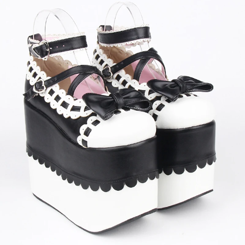 Femminile giappone Anime cameriera Cosplay Lolita scarpe primavera donna zeppe sandali tacchi alti scarpe con plateau in pelle principessa taglie