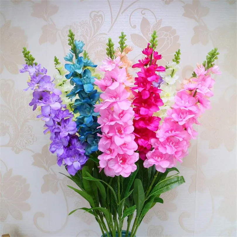 

10pcs Fake Gillyflower Single Violet Flower Stem 90cm/35.43" Hyacinth for Event Wedding Party Artificial Decorative Flowers