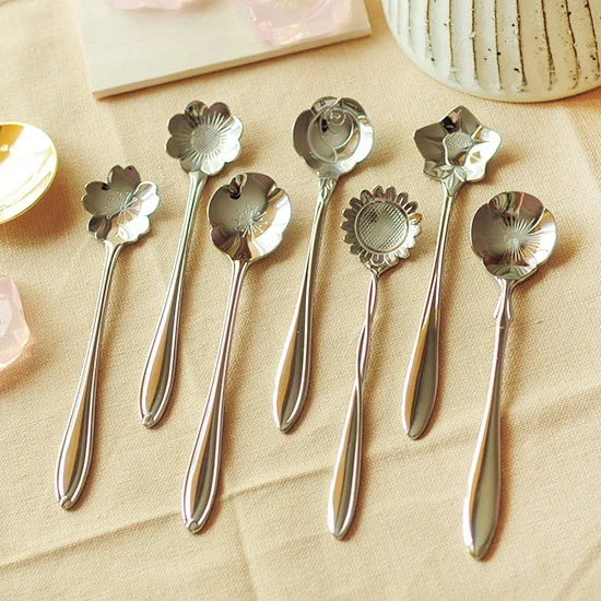 High quality salus stailness steel spoon flower design cutlery set 7pcs/set free shipping