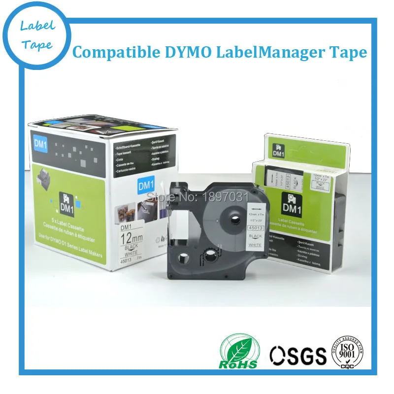 Free shipping 20 pcs DYMO D1 45013 12mm label tape DYMO tape cartridge dymo tape for dymo printer labelling tape maker