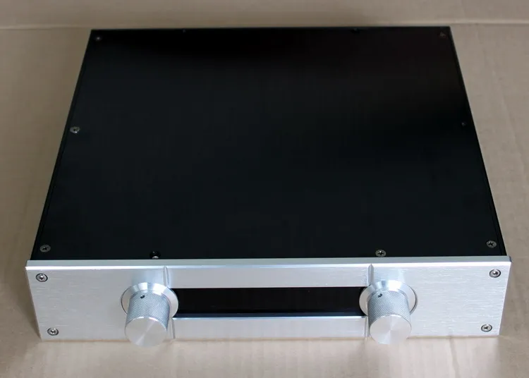 308*320*70 MM aluminium eindversterker chassis/DIY Voorversterker case/Glas bezel pre-versterker box