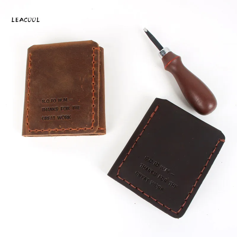 LEACOOL 100% Genuine Leather Wallet Men The Secret Life Of Walter Mitty Cow Leather Wallet Vintage Crazy Horse Handmade Wallet