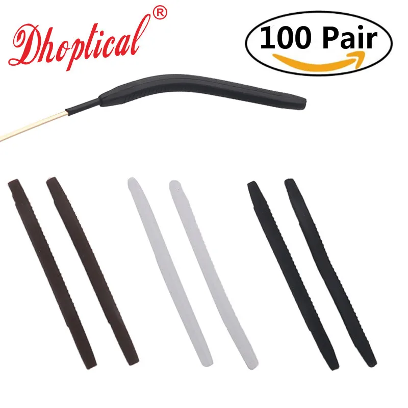 100 Pair Eyeglasses Temple Tips Double Hole Silicone Ear Grips Soft By Dhoptical