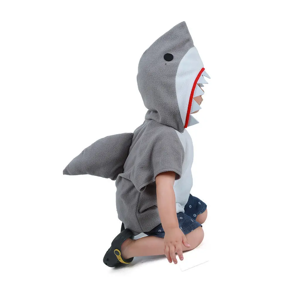 Eraspooky 1-6Years Cute Hood Shark Cosplay Halloween Costume For Boy Animal Toddler Carnival Party Cartoon Fancy Dress image 3