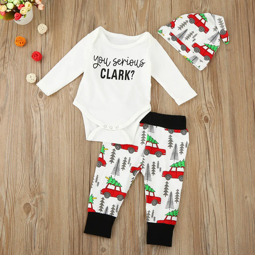 2020 Infant Baby Clothing Set Letter You Serious Clark Bodysuit +Pants+Hat Newborn Baby Girl Clothes Set Outfit