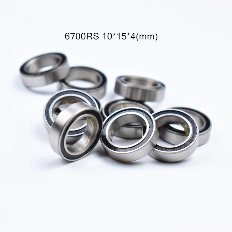 

6700RS 10*15*4(mm) 10pieces bearing ABEC-5 61700 6700 63700 chrome steel bearing rubber seal bearing Thin wall bearing 61700