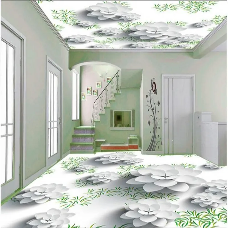 beibehang Custom flooring vector fresh three-dimensional flowers 3D floor three-dimensional floor pvc thick wear-resistant