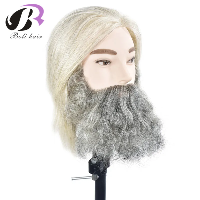 Hairdressing Training Head With Real Human Hair Mannequin Doll Head For Beard Cutting Practice Training Dummy Head