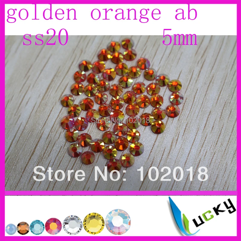 Free shipping 10 gross 1440pcs Hot sale highest quality HOT FIX DMC ss20 5mm rhinestone new color golden orange ab