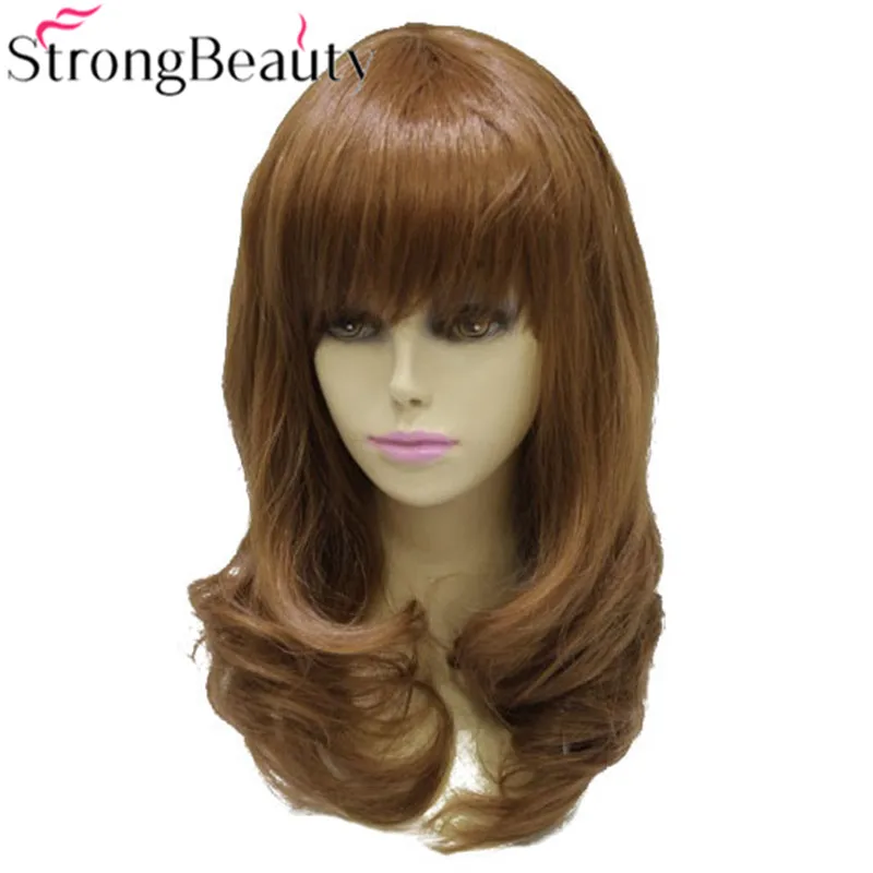 StrongBeauty Synthetic Curly Long Medium Auburn Wigs Heat Ok Women Wig Natural Hair