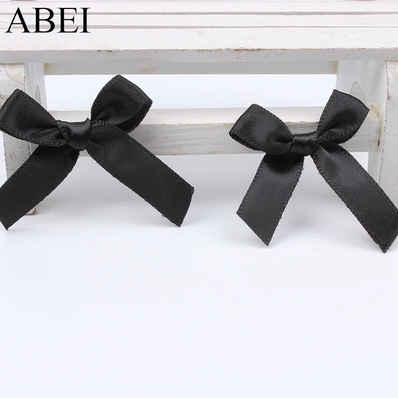 50pcs/lot Black Satin Ribbon Bow Sewing Garments Accessories DIY Bow Ties for Wedding Party Scrapbook Home Decoration Ornaments