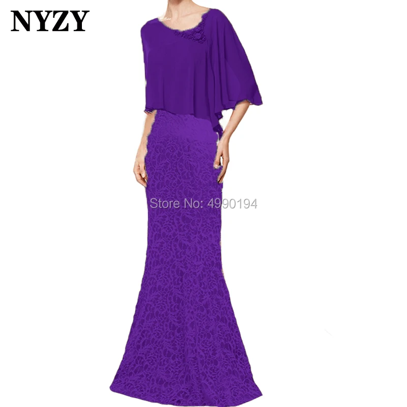 NYZY-vestido de encaje para madre de la novia, manga del Cabo, color verde esmeralda, M159D, novedad, 2019