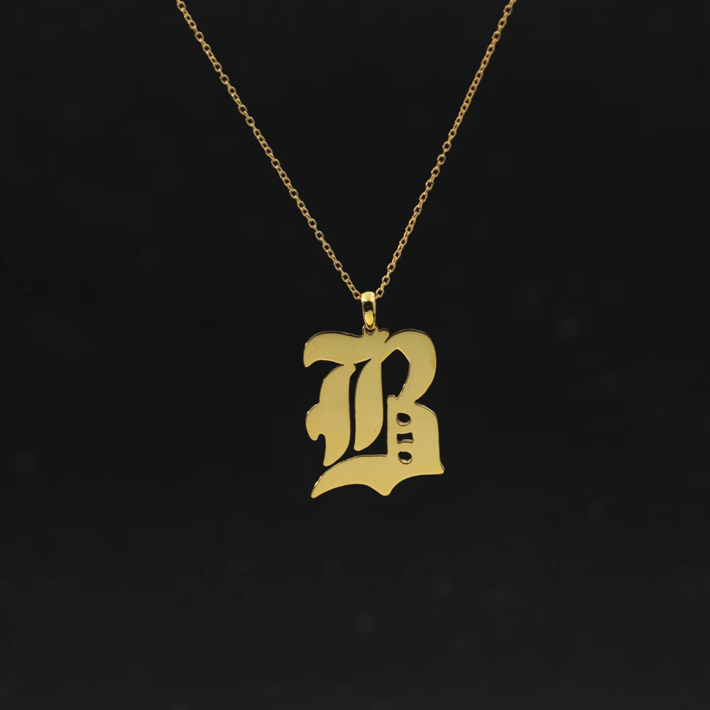 

Personalized Capital Letter Pendant Choker Necklace Old English Font Inital Nameplate Necklace Golden color Customized Jewelry