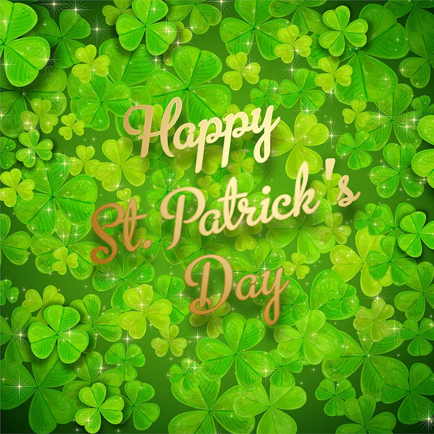 MEHOFOTO การถ่ายภาพพื้นหลังสีเขียว Clovers ดอกไม้ St Patrick 'S Day Gold รูปแบบฉากหลัง Photocall Prop พิมพ์ Photo Studio